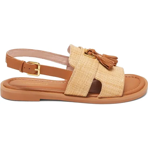 Straw Effect Sandals , female, Sizes: 3 UK, 5 UK - Coccinelle - Modalova