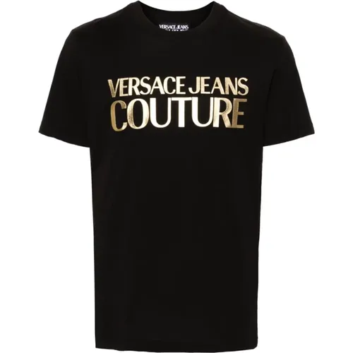 Logo Print Crew Neck T-shirt , male, Sizes: L, XL, 2XL, M - Versace Jeans Couture - Modalova