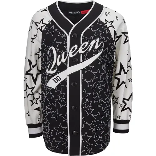 Buttoned Sweatshirt 'D&G Queen' , female, Sizes: 2XS - Dolce & Gabbana - Modalova