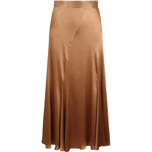 Satin Long Skirt with Cross Zip , female, Sizes: L, M, S - alberta ferretti - Modalova