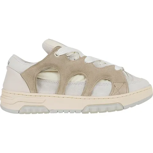 Chic White Sneakers with Mesh and Suede , female, Sizes: 8 UK, 7 UK, 6 UK, 4 UK, 5 UK - Santha - Modalova