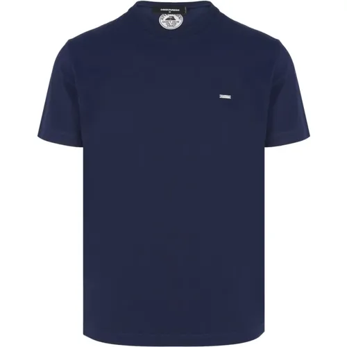 Navy Classic T-Shirt with Logo Plaque , male, Sizes: M, 2XL - Dsquared2 - Modalova