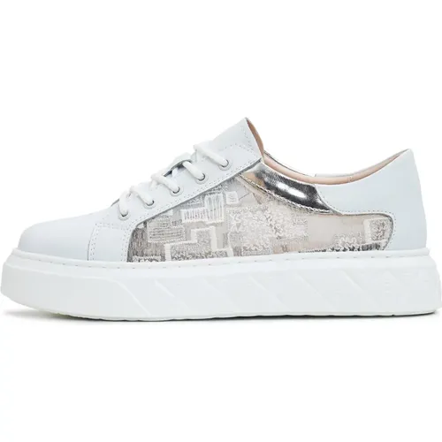 Weiße Leder Plateau Sneakers , Damen, Größe: 38 EU - Cesare Gaspari - Modalova