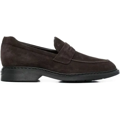 Leather Moccasin Sneakers , male, Sizes: 9 1/2 UK, 5 1/2 UK - Hogan - Modalova