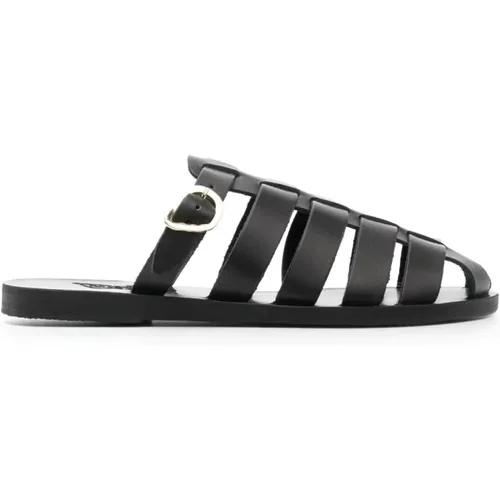 Schwarze Rindsleder-Casual-Sandalen - Ancient Greek Sandals - Modalova