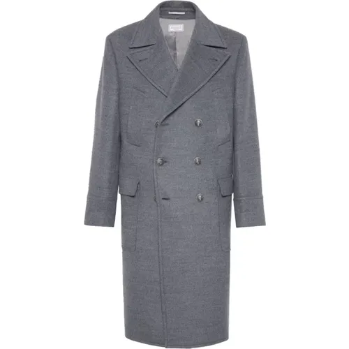 Wool Coat with Notched Lapels , male, Sizes: XL, L, 2XL, M - BRUNELLO CUCINELLI - Modalova