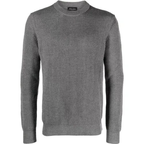 Grey Sweaters for Men , male, Sizes: 2XL - Roberto Collina - Modalova