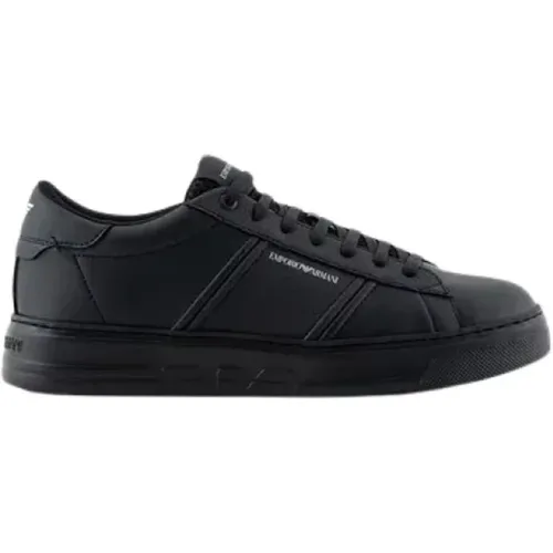 Schwarze Logoed Kalbsleder Sneakers , Herren, Größe: 40 EU - Emporio Armani - Modalova