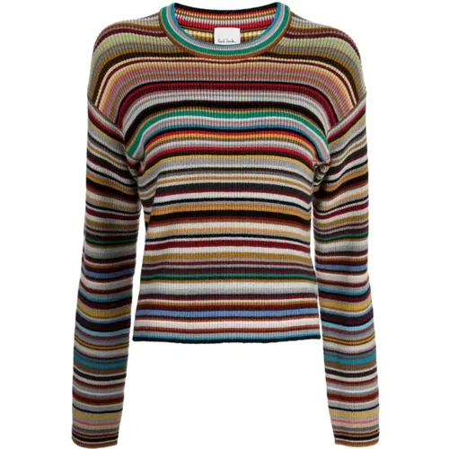 Multi Knitted Crew Neck Sweater , female, Sizes: XS, L, S, M, XL - PS By Paul Smith - Modalova