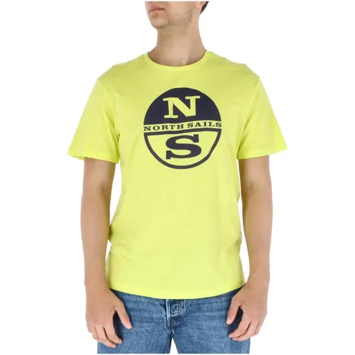 Gelbes Print Herren T-Shirt , Herren, Größe: 2XL - North Sails - Modalova