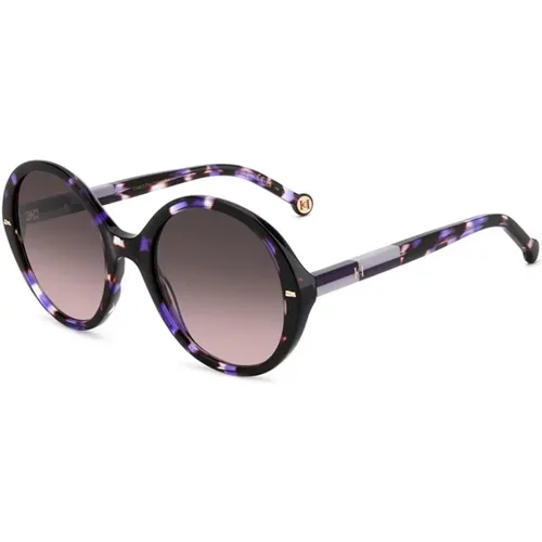 Violet Havana Sungles with Brown Pink Shaded Lenses , female, Sizes: 55 MM - Carolina Herrera - Modalova