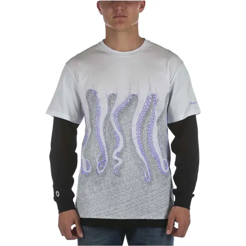 Milan T-Shirt L/S Weiss Schwarz , Herren, Größe: L - Octopus - Modalova