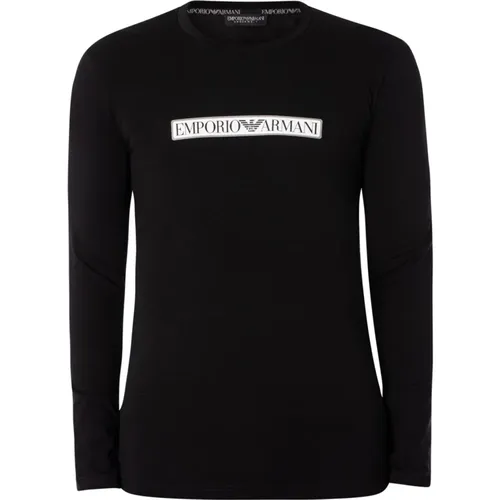 Stretch Logo Print T-Shirt - Herren Langarm - Emporio Armani - Modalova