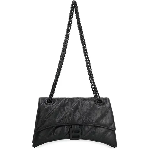 Crush Leather Small Shoulder Bag , female, Sizes: ONE SIZE - Balenciaga - Modalova