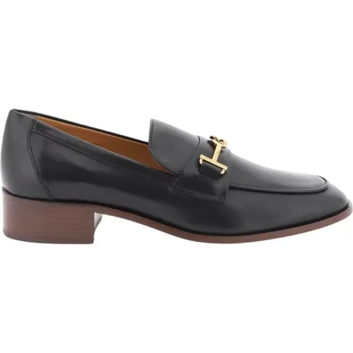 Brushed Leather Loafers with Double T Metalware , female, Sizes: 7 UK, 6 UK - TOD'S - Modalova