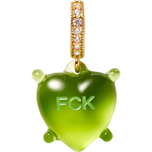 Bold Heart Pendant with FCK Engraving , female, Sizes: ONE SIZE - Crystal Haze - Modalova