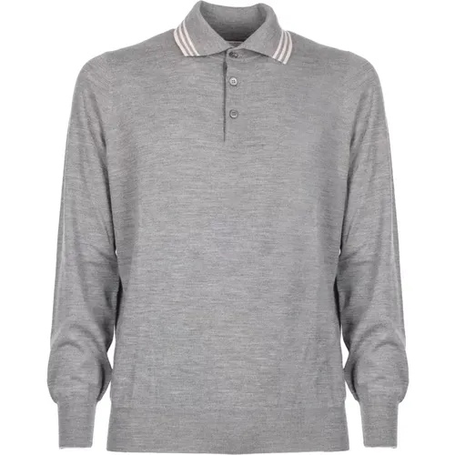 Knitted Polo in Grey Wool-Cashmere Blend , male, Sizes: XL, M - BRUNELLO CUCINELLI - Modalova