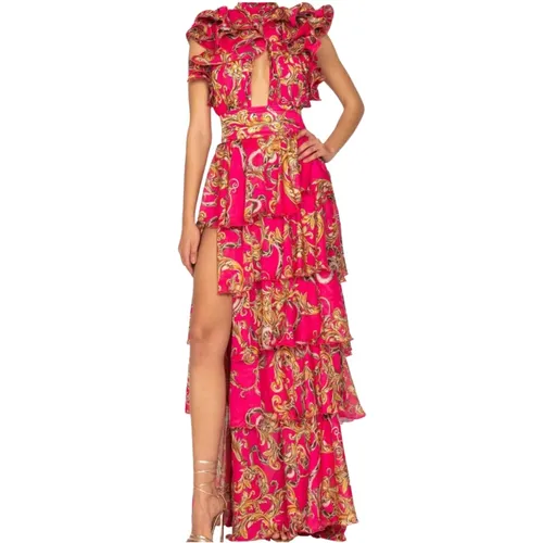 Fuchsia Pattern Sleeveless Maxi Dress , female, Sizes: 2XL - Babylon - Modalova