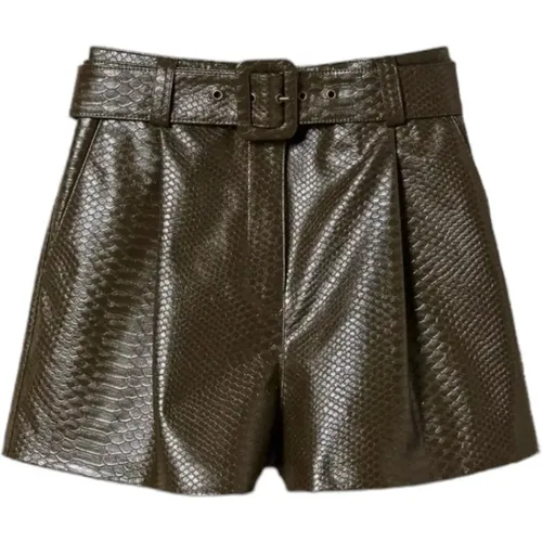 Snake Print Shorts with Zipper and Button Closure , female, Sizes: S, XS, M - Twinset - Modalova