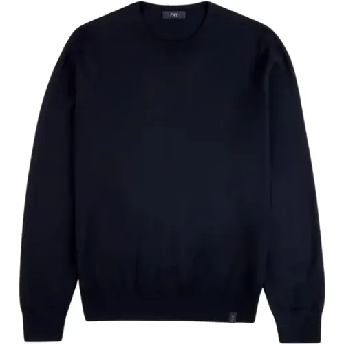 Blaues Crew Neck Pullover , Herren, Größe: XL - Fay - Modalova