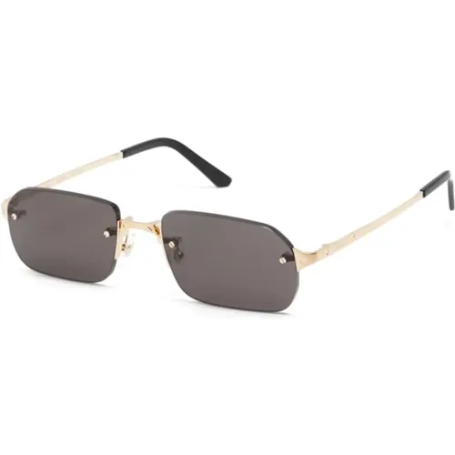 Goldene Sonnenbrille mit Zubehör,Silberne Sonnenbrille mit Originalzubehör,CT0460S 004 Sunglasses,Goldene Sonnenbrille mit Original-Etui - Cartier - Modalova