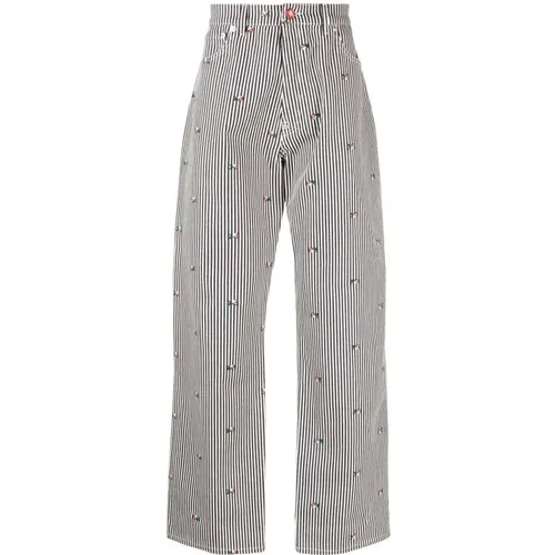 Gestreifte Blumenmuster Straight-Leg Jeans , Herren, Größe: M - Kenzo - Modalova