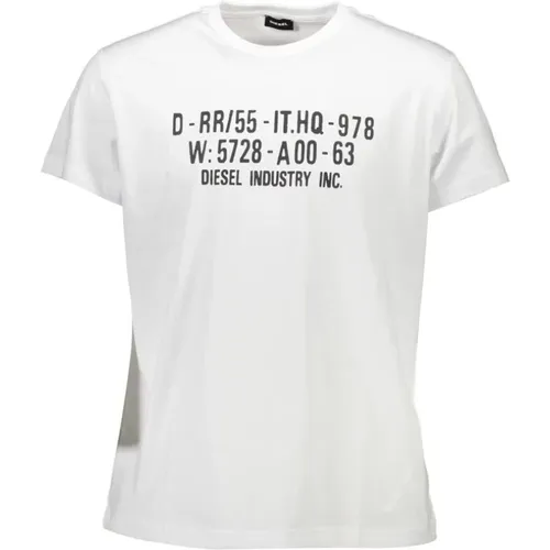 Weies Baumwoll-T-Shirt mit Rundhalsausschnitt - Diesel - Modalova