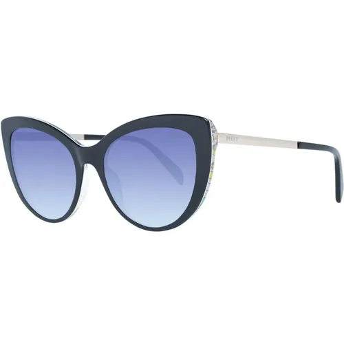 Schwarze Cat Eye Sonnenbrille mit Blauem Verlauf , Damen, Größe: ONE Size - EMILIO PUCCI - Modalova