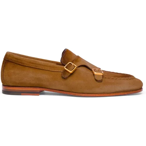 Herren Wildleder Doppel-Schnalle Loafer , Herren, Größe: 42 1/2 EU - Santoni - Modalova