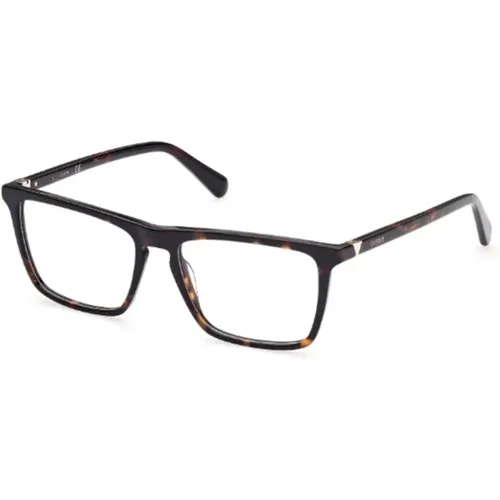 Rechteckige Brille mit Logodetails , Herren, Größe: 55 MM - Guess - Modalova