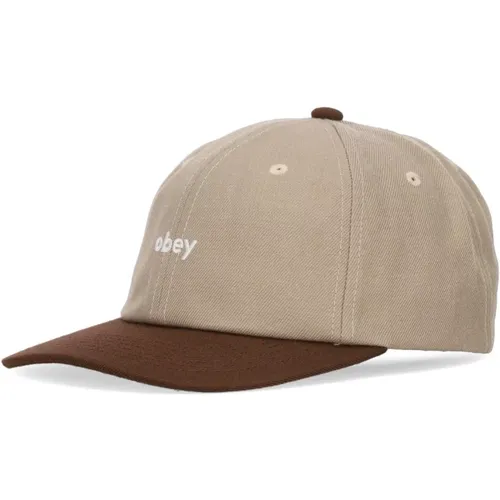 Curved Visor Cap Snapback Khaki Multi , male, Sizes: ONE SIZE - Obey - Modalova