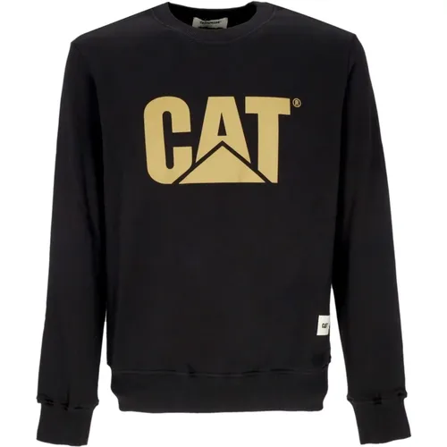 Schwarzer Logo Crewneck Sweatshirt Stilvoll , Herren, Größe: M - CAT - Modalova