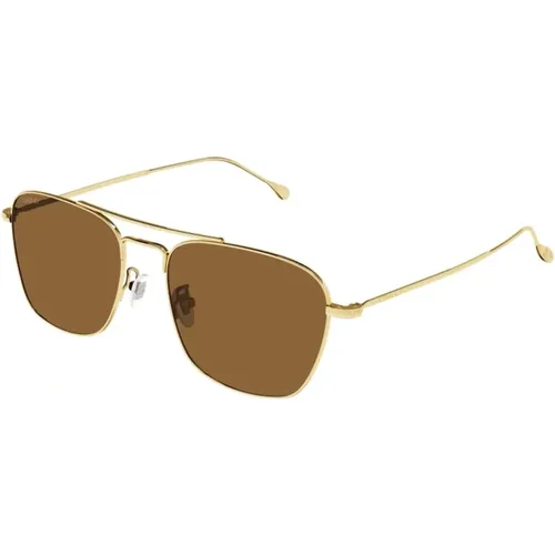Goldene Sonnenbrille Quadratische Gläser Seitenlogo - Gucci - Modalova