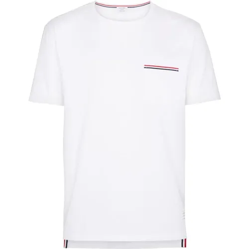 Weißes T-Shirt mit Rwb Taschenbesatz,RWB Taschen-Tee aus mittelschwerem Jersey - Thom Browne - Modalova