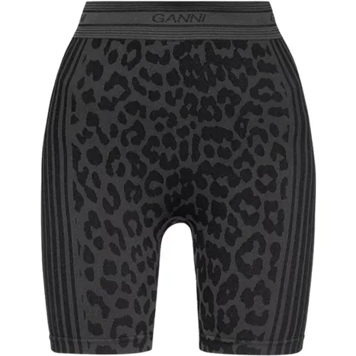Schwarze Jacquard Seamless Shorts , Damen, Größe: S - Ganni - Modalova