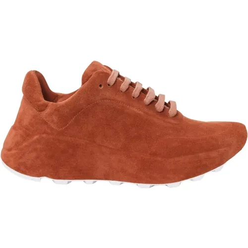 Rote Suede Matrix Sneakers , Damen, Größe: 40 EU - DEL Carlo - Modalova