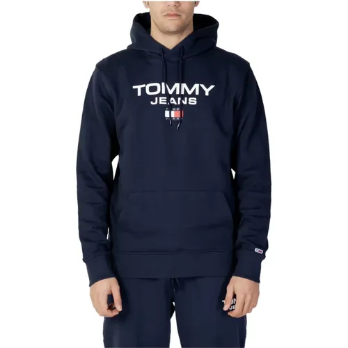 Blaues einfarbiges Kapuzenshirt , Herren, Größe: XL - Tommy Jeans - Modalova