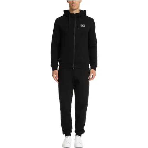 Einfarbiger Tracksuit mit Kapuze und Taschen , Herren, Größe: M - Emporio Armani EA7 - Modalova