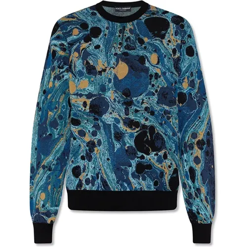 Silk Sweater with Long Sleeves , male, Sizes: M - Dolce & Gabbana - Modalova