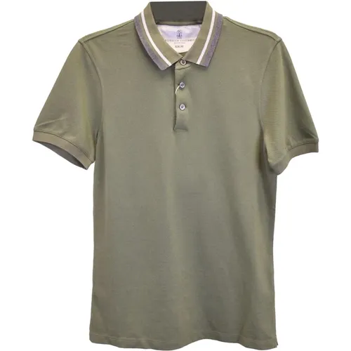 Army Cotton Pique Polo Shirt - BRUNELLO CUCINELLI - Modalova