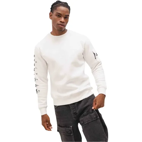 Defender Sweater Herren Weiß/Schwarz , Herren, Größe: L - Quotrell - Modalova