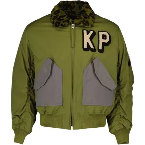 Oversized Fur Collar Bomber Jacket , male, Sizes: L/XL - Kenzo - Modalova