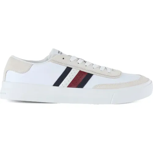 Leather Sneakers with RWB Accents , male, Sizes: 8 UK, 11 UK, 10 UK, 7 UK, 9 UK, 6 UK - Tommy Hilfiger - Modalova