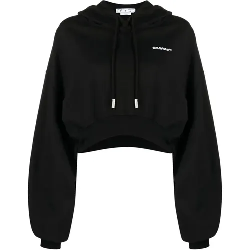 Cropped Logo Over Hoodie in /White , female, Sizes: XS - Off White - Modalova