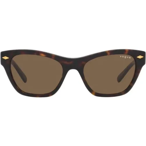 Dunkle Havana Sonnenbrille,Opalbraune Sonnenbrille mit braun getönten Gläsern,Goldene Sonnenbrille - Vogue - Modalova