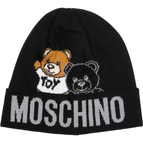 Abstract Multicolour Beanie with Logo Embroideries , female, Sizes: ONE SIZE - Moschino - Modalova