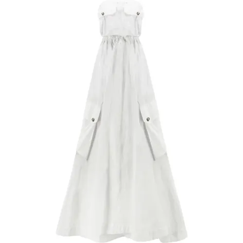 Weiße Baumwoll-Popeline-Kleid mit Kordelzug , Damen, Größe: S - Aniye By - Modalova