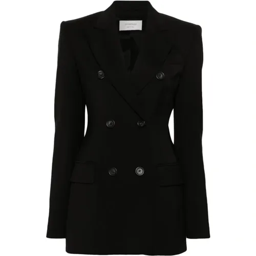 Schwarzer Wollblazer Doppelreihige Jacke - SPORTMAX - Modalova