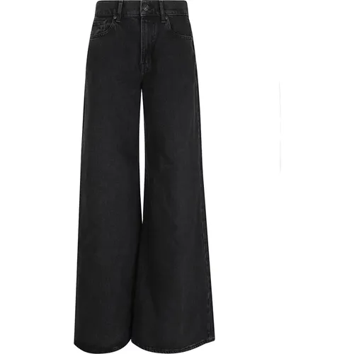 Schwarze Wide Leg Jeans , Damen, Größe: W25 - 7 For All Mankind - Modalova