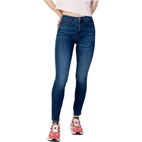 Blaue Plain Zip Button Jeans Damen , Damen, Größe: W24 L29 - Guess - Modalova